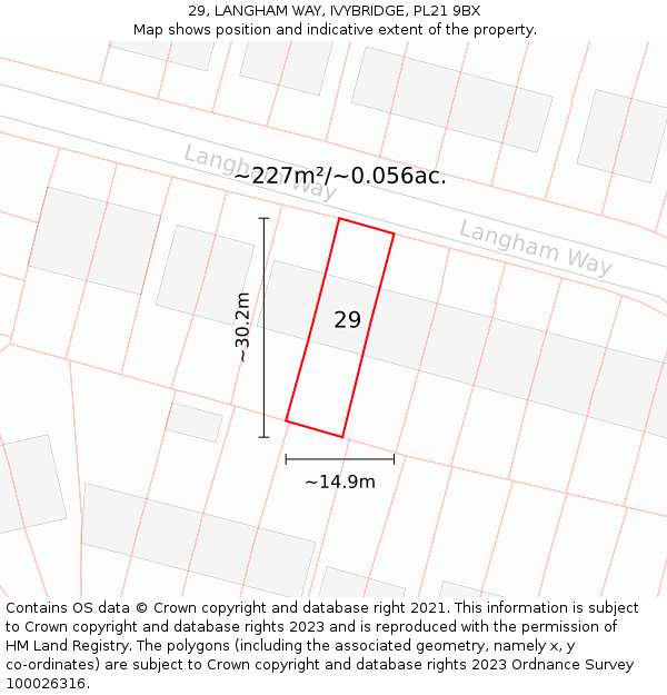 29, LANGHAM WAY, IVYBRIDGE, PL21 9BX: Plot and title map