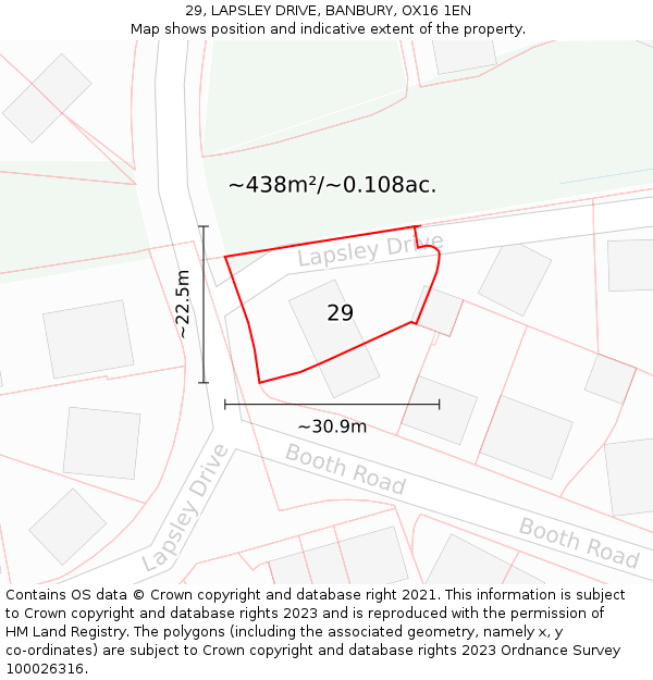 29, LAPSLEY DRIVE, BANBURY, OX16 1EN: Plot and title map