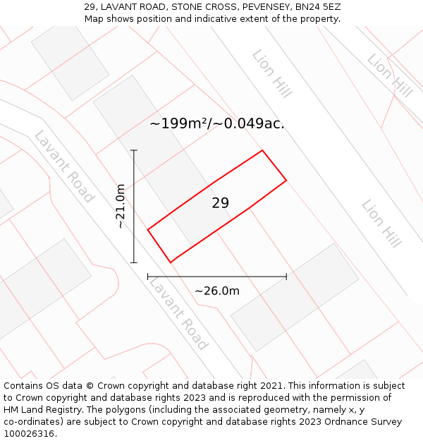 29, LAVANT ROAD, STONE CROSS, PEVENSEY, BN24 5EZ: Plot and title map