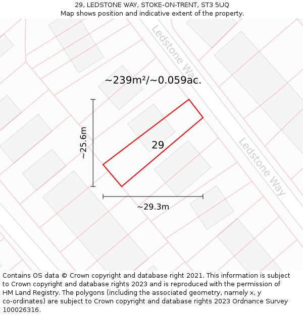 29, LEDSTONE WAY, STOKE-ON-TRENT, ST3 5UQ: Plot and title map