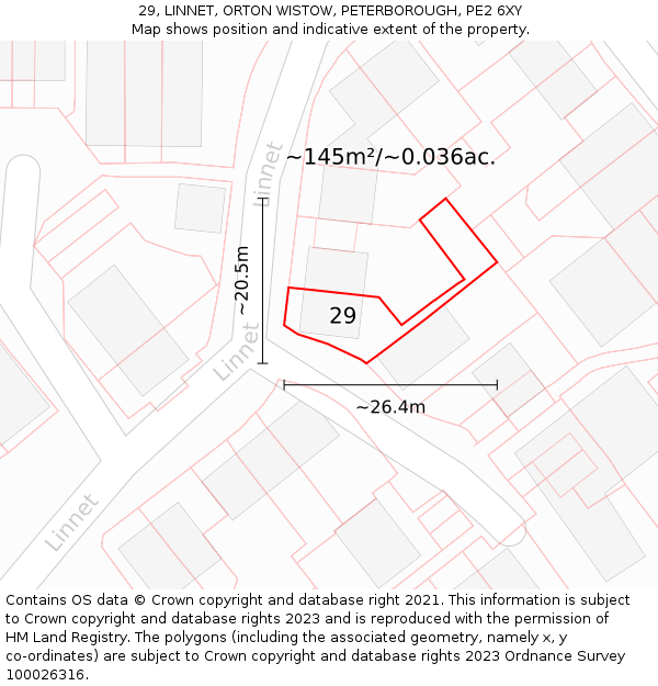 29, LINNET, ORTON WISTOW, PETERBOROUGH, PE2 6XY: Plot and title map