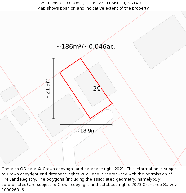 29, LLANDEILO ROAD, GORSLAS, LLANELLI, SA14 7LL: Plot and title map