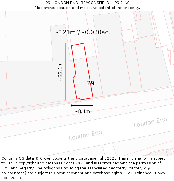 29, LONDON END, BEACONSFIELD, HP9 2HW: Plot and title map