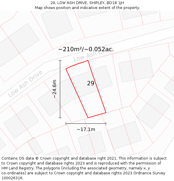 29, LOW ASH DRIVE, SHIPLEY, BD18 1JH: Plot and title map