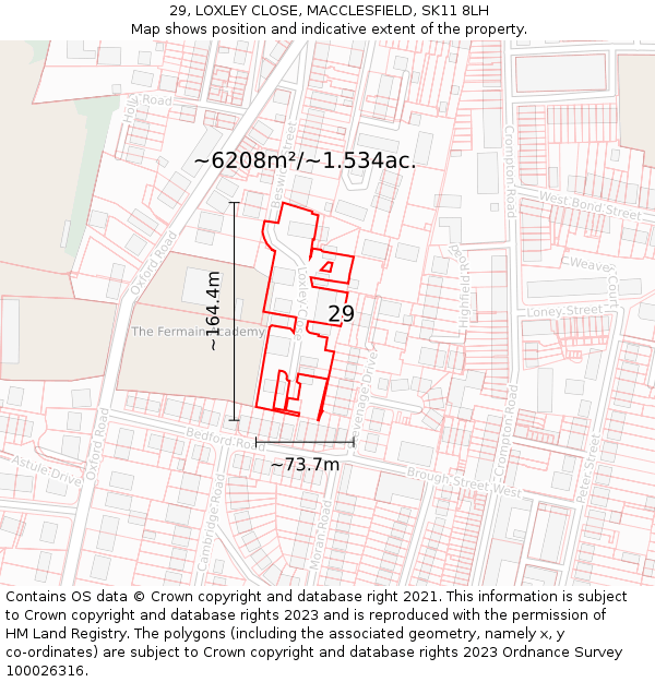 29, LOXLEY CLOSE, MACCLESFIELD, SK11 8LH: Plot and title map