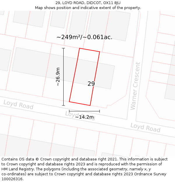 29, LOYD ROAD, DIDCOT, OX11 8JU: Plot and title map