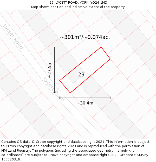 29, LYCETT ROAD, YORK, YO24 1ND: Plot and title map