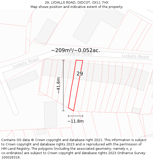 29, LYDALLS ROAD, DIDCOT, OX11 7HX: Plot and title map