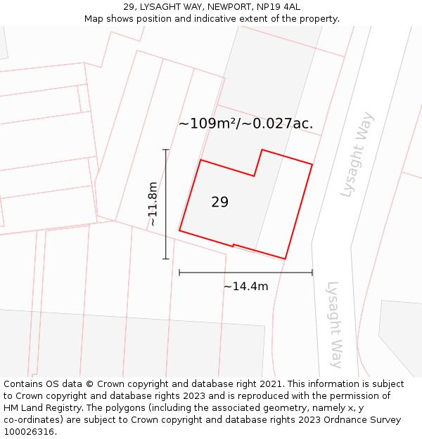 29, LYSAGHT WAY, NEWPORT, NP19 4AL: Plot and title map