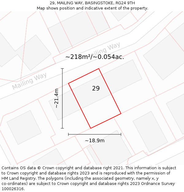 29, MAILING WAY, BASINGSTOKE, RG24 9TH: Plot and title map