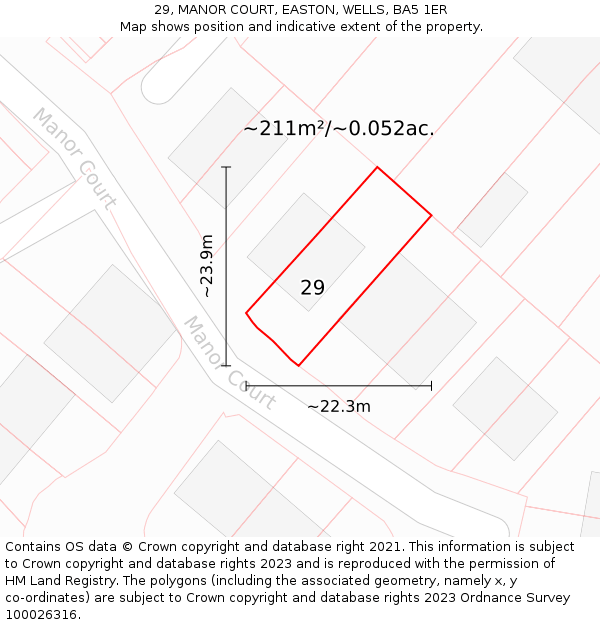 29, MANOR COURT, EASTON, WELLS, BA5 1ER: Plot and title map