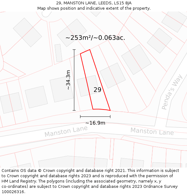 29, MANSTON LANE, LEEDS, LS15 8JA: Plot and title map