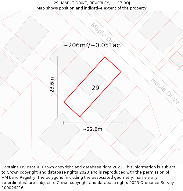 29, MAPLE DRIVE, BEVERLEY, HU17 9QJ: Plot and title map