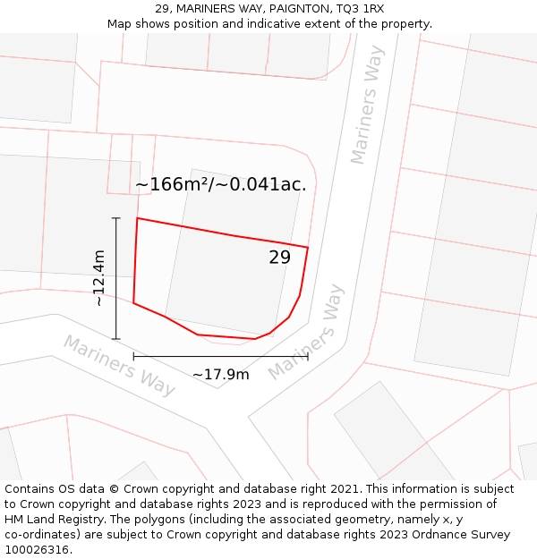 29, MARINERS WAY, PAIGNTON, TQ3 1RX: Plot and title map