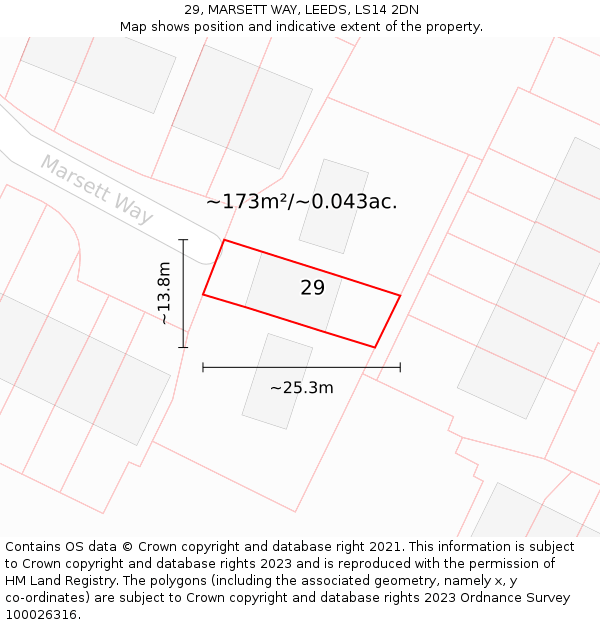 29, MARSETT WAY, LEEDS, LS14 2DN: Plot and title map