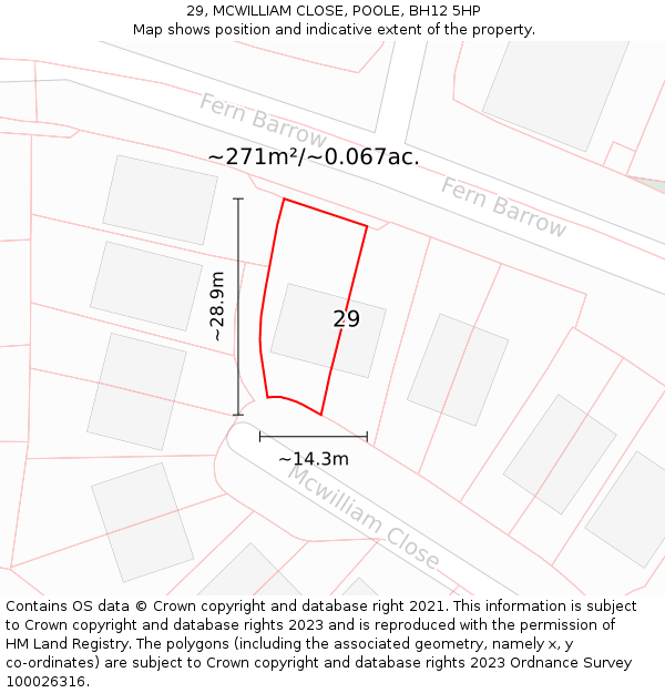 29, MCWILLIAM CLOSE, POOLE, BH12 5HP: Plot and title map