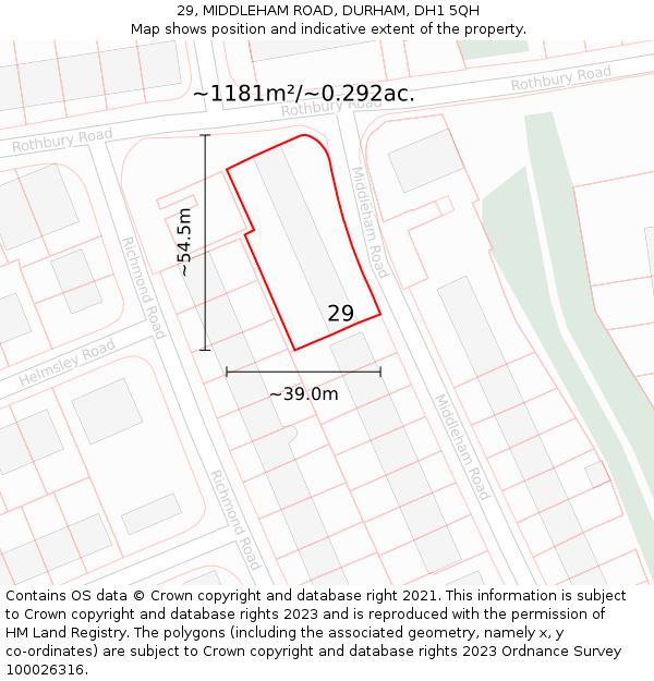 29, MIDDLEHAM ROAD, DURHAM, DH1 5QH: Plot and title map