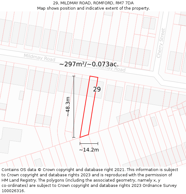 29, MILDMAY ROAD, ROMFORD, RM7 7DA: Plot and title map