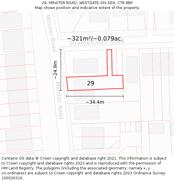 29, MINSTER ROAD, WESTGATE-ON-SEA, CT8 8BP: Plot and title map