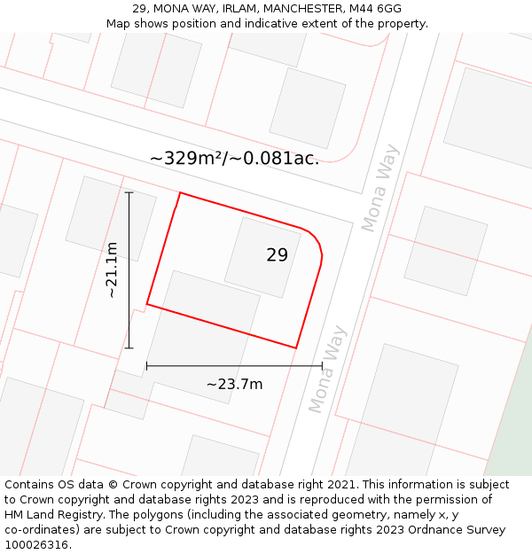 29, MONA WAY, IRLAM, MANCHESTER, M44 6GG: Plot and title map