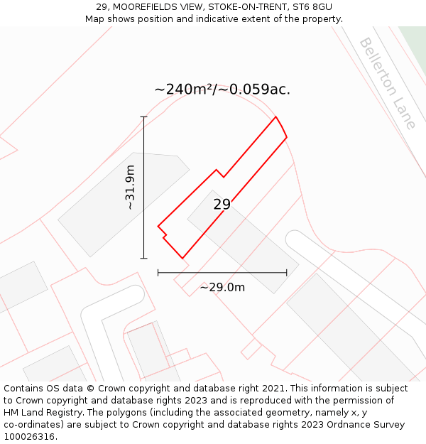 29, MOOREFIELDS VIEW, STOKE-ON-TRENT, ST6 8GU: Plot and title map