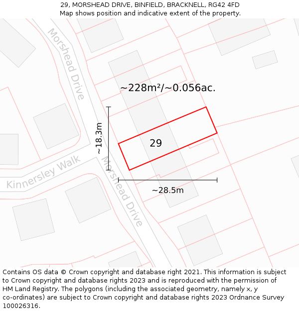 29, MORSHEAD DRIVE, BINFIELD, BRACKNELL, RG42 4FD: Plot and title map