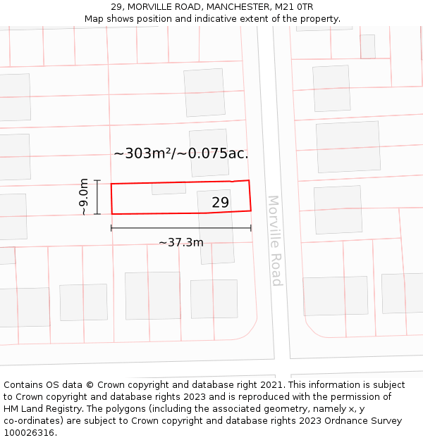 29, MORVILLE ROAD, MANCHESTER, M21 0TR: Plot and title map