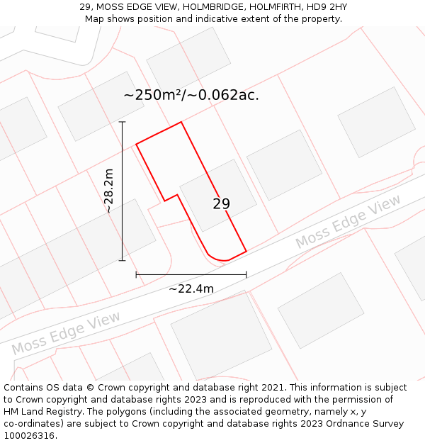 29, MOSS EDGE VIEW, HOLMBRIDGE, HOLMFIRTH, HD9 2HY: Plot and title map