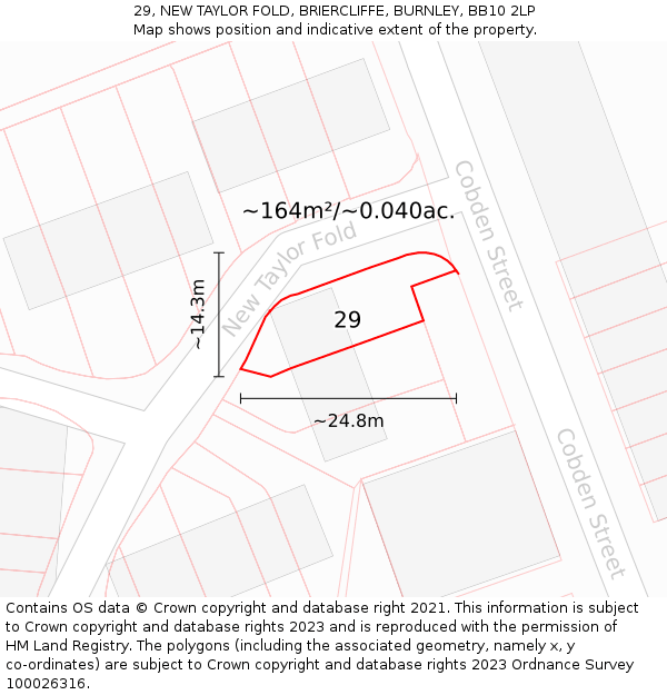 29, NEW TAYLOR FOLD, BRIERCLIFFE, BURNLEY, BB10 2LP: Plot and title map