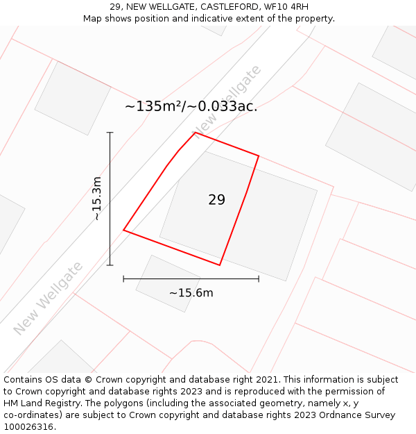 29, NEW WELLGATE, CASTLEFORD, WF10 4RH: Plot and title map