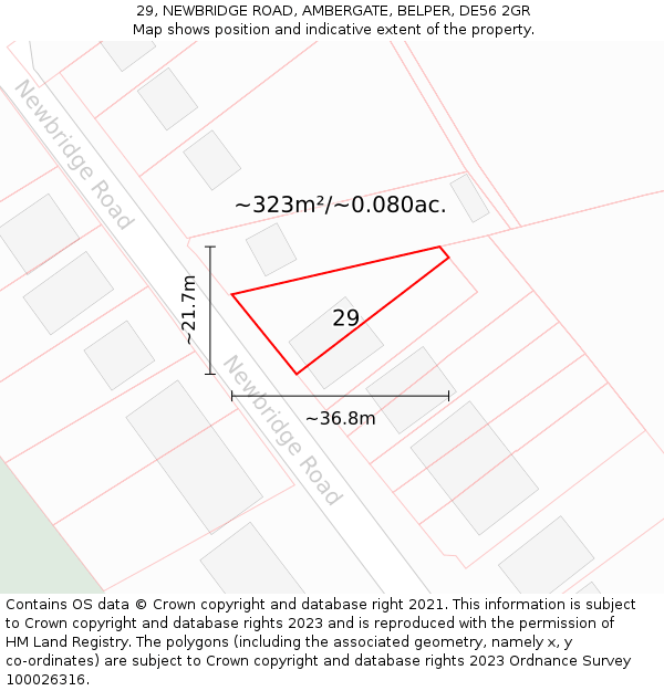 29, NEWBRIDGE ROAD, AMBERGATE, BELPER, DE56 2GR: Plot and title map