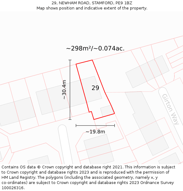 29, NEWHAM ROAD, STAMFORD, PE9 1BZ: Plot and title map