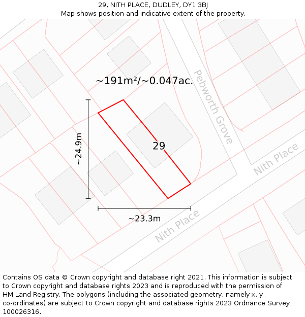 29, NITH PLACE, DUDLEY, DY1 3BJ: Plot and title map