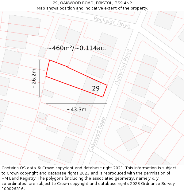29, OAKWOOD ROAD, BRISTOL, BS9 4NP: Plot and title map