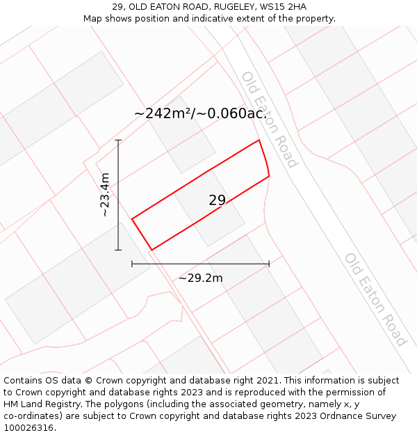 29, OLD EATON ROAD, RUGELEY, WS15 2HA: Plot and title map