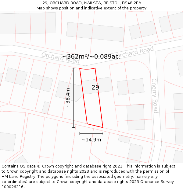 29, ORCHARD ROAD, NAILSEA, BRISTOL, BS48 2EA: Plot and title map