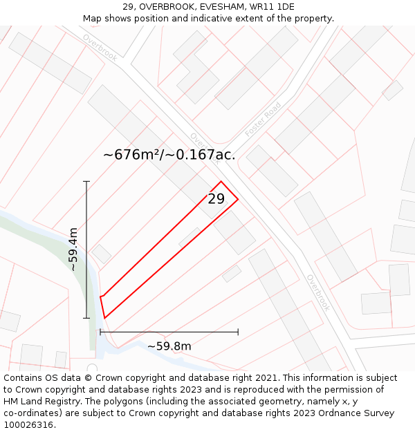 29, OVERBROOK, EVESHAM, WR11 1DE: Plot and title map