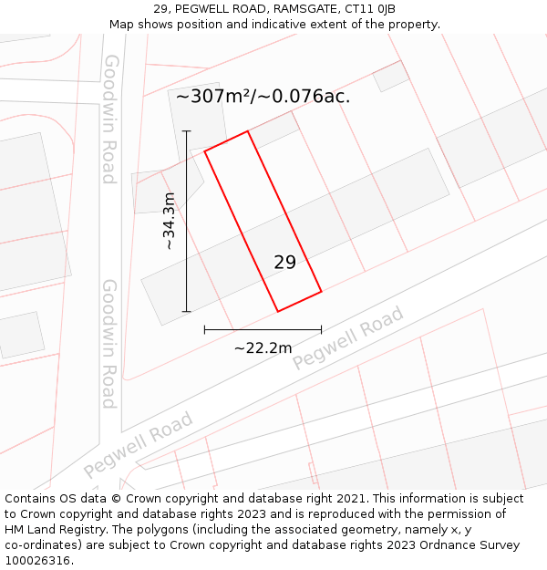 29, PEGWELL ROAD, RAMSGATE, CT11 0JB: Plot and title map