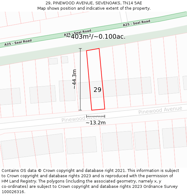 29, PINEWOOD AVENUE, SEVENOAKS, TN14 5AE: Plot and title map