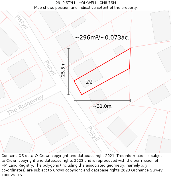 29, PISTYLL, HOLYWELL, CH8 7SH: Plot and title map