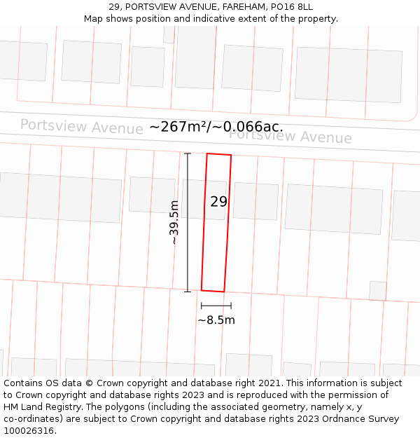 29, PORTSVIEW AVENUE, FAREHAM, PO16 8LL: Plot and title map