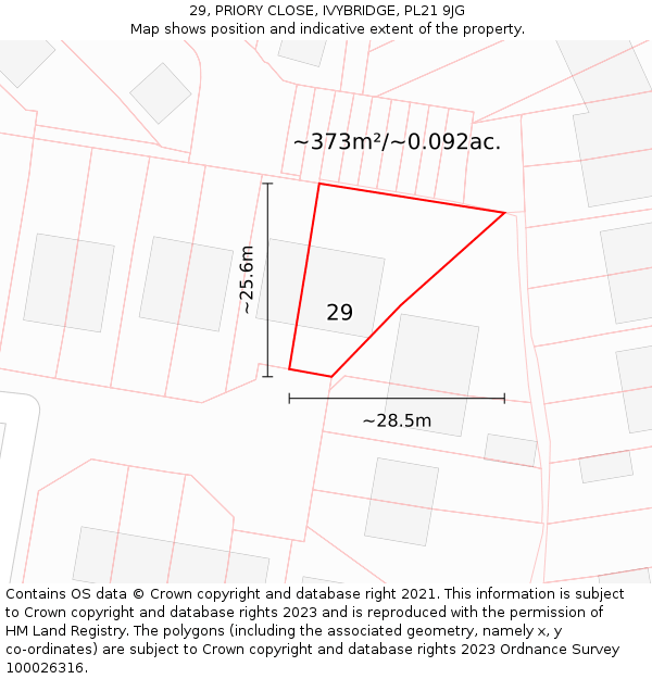 29, PRIORY CLOSE, IVYBRIDGE, PL21 9JG: Plot and title map