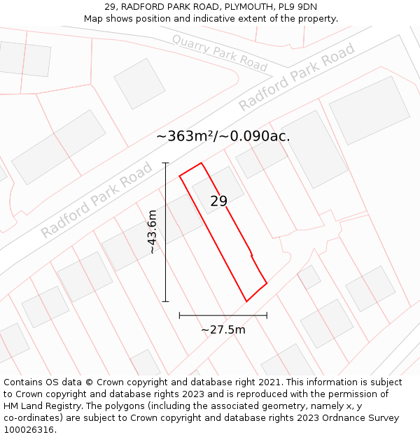 29, RADFORD PARK ROAD, PLYMOUTH, PL9 9DN: Plot and title map