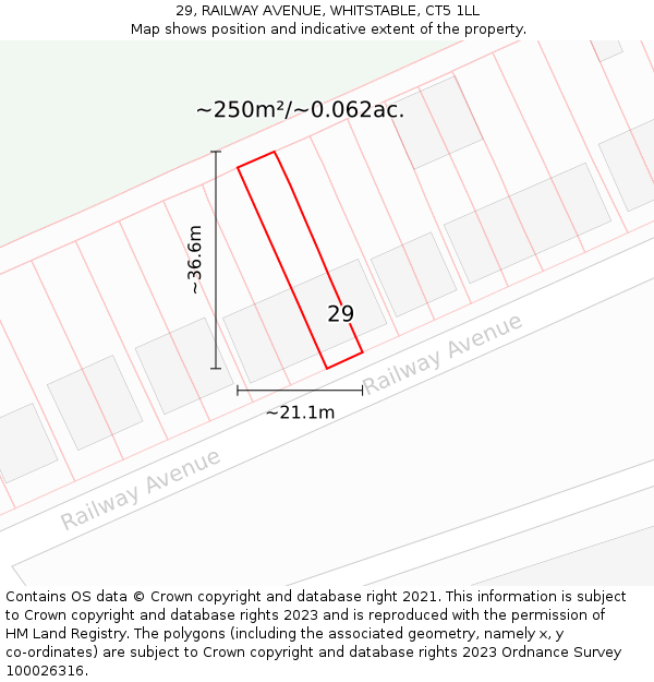 29, RAILWAY AVENUE, WHITSTABLE, CT5 1LL: Plot and title map