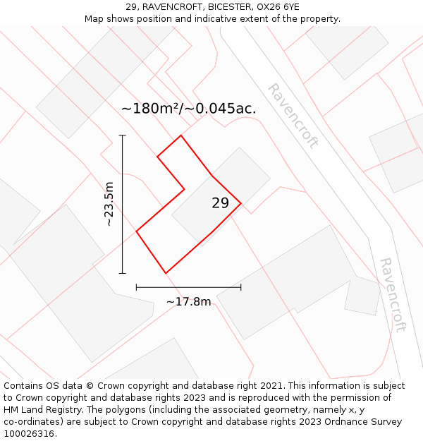 29, RAVENCROFT, BICESTER, OX26 6YE: Plot and title map