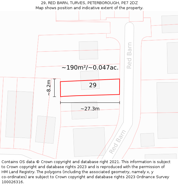 29, RED BARN, TURVES, PETERBOROUGH, PE7 2DZ: Plot and title map