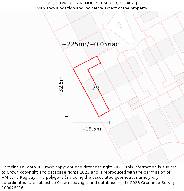 29, REDWOOD AVENUE, SLEAFORD, NG34 7TJ: Plot and title map