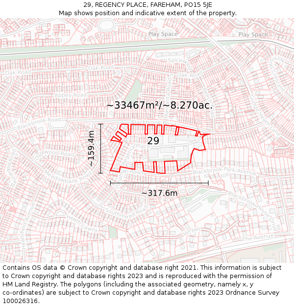 29, REGENCY PLACE, FAREHAM, PO15 5JE: Plot and title map