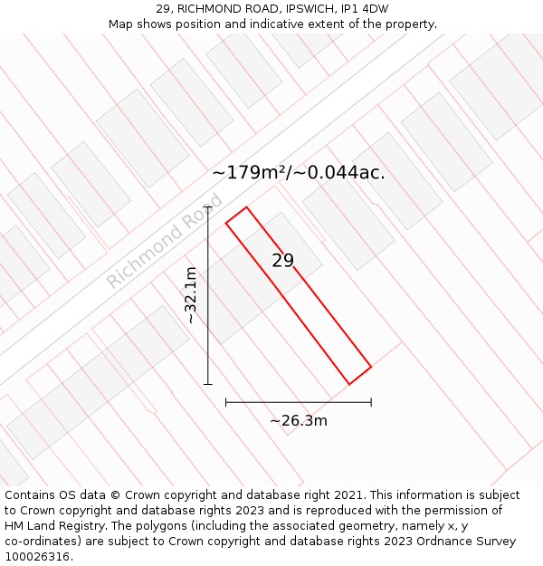 29, RICHMOND ROAD, IPSWICH, IP1 4DW: Plot and title map