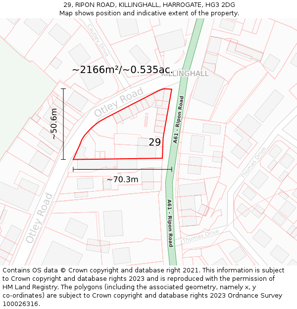 29, RIPON ROAD, KILLINGHALL, HARROGATE, HG3 2DG: Plot and title map